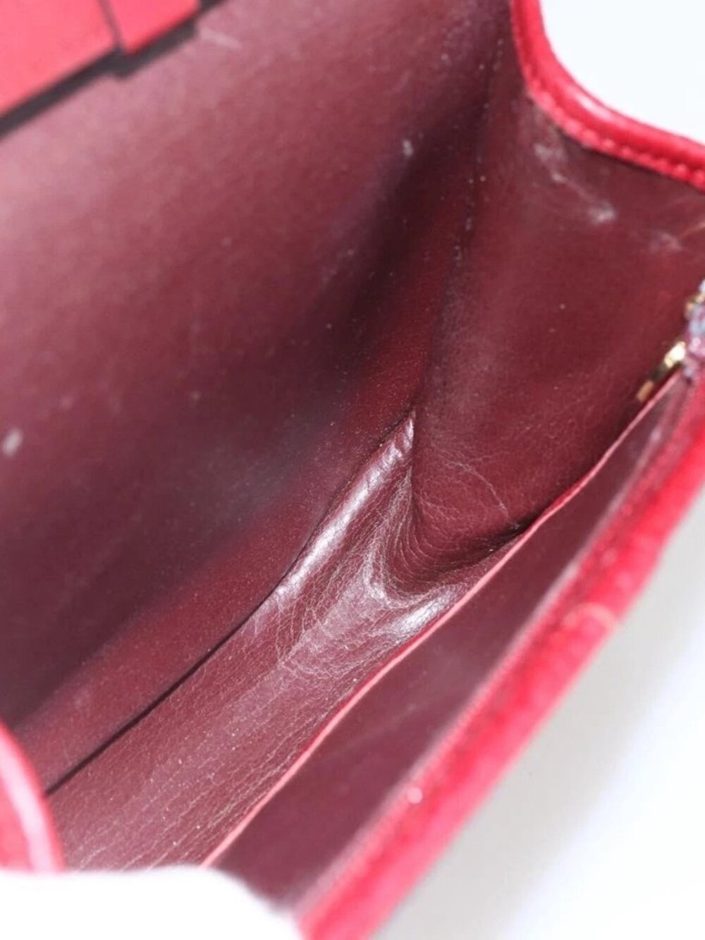 Christian Dior Hand Bag Leather 2way Red Gold Auth BA8209 - Picture 14 of 16